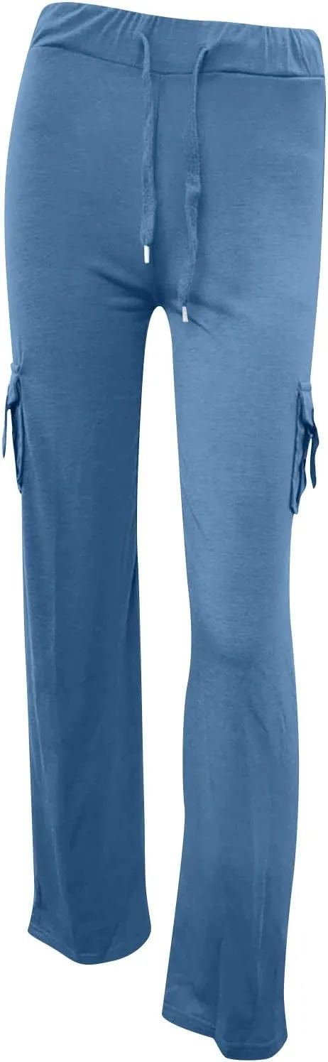 Wide Leg Cargo Pants for Women with Pockets Drawstring High Waisted Yoga Pants Trouser Style Yoga Pants Tall