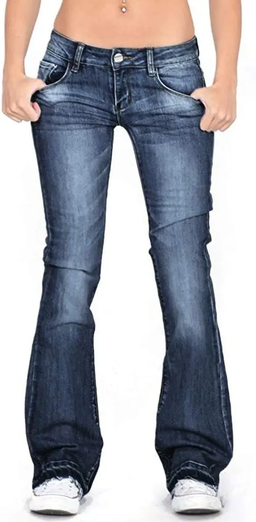 Wide Leg Jeans for Women Low Waisted Cowgirl Jeans Stretch Bell Bottom Jeans Plus Size Denim Pants