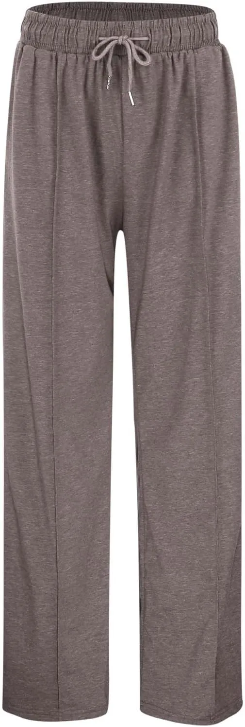 Wide Leg Trousers for Women Elasticated Waist Loose Stretch Sweatpants Casual Straight Plus Size Palazzo Pants with Pockets