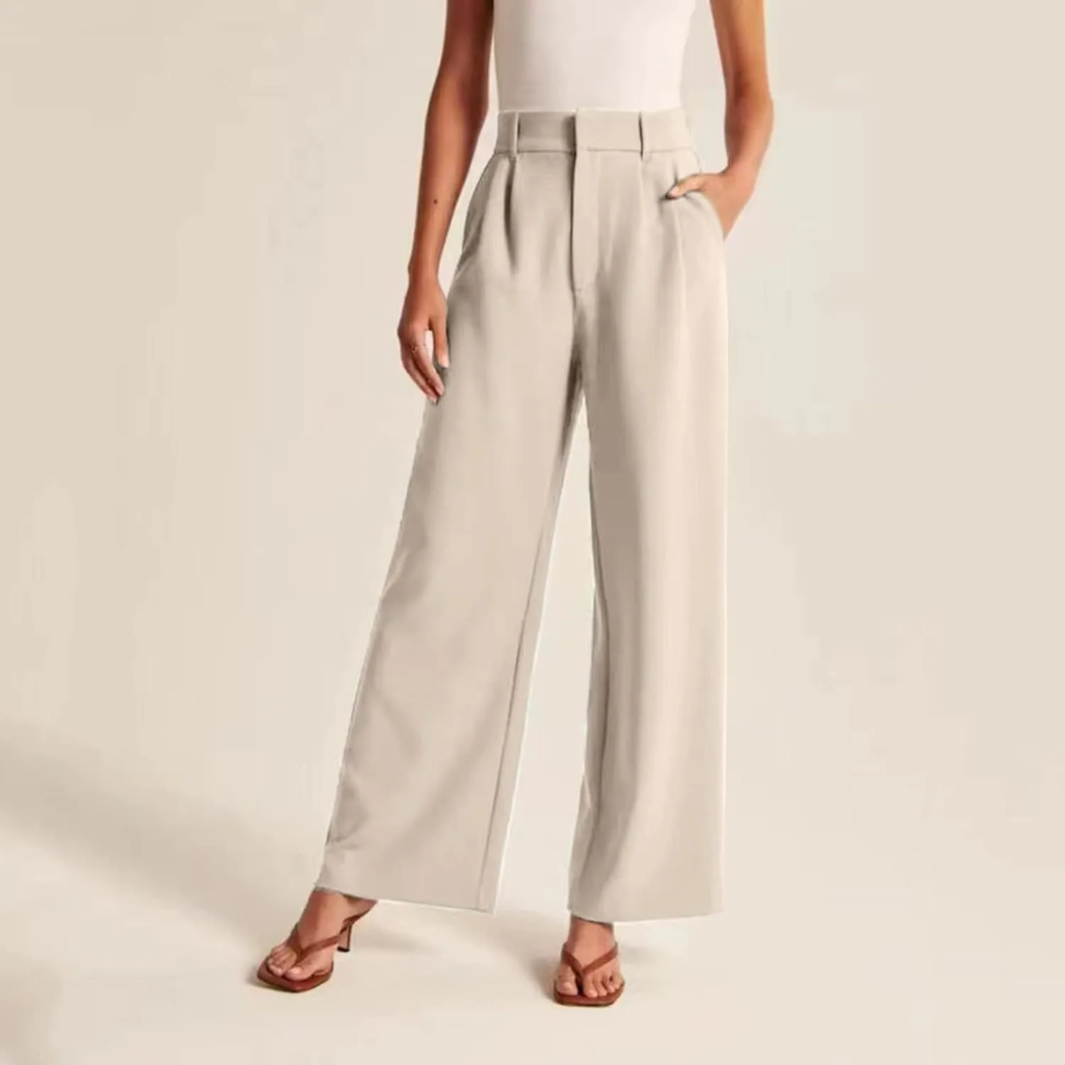 Wide Leg Trousers for Women Formal High Waist Straight Work Pants Plus Size Palazzo Dressy Casual Flowy Business Pants