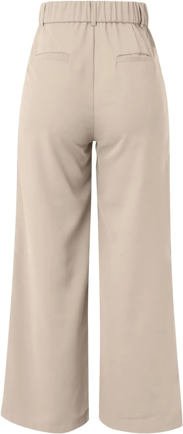 Wide Leg Trousers for Women Formal High Waist Straight Work Pants Plus Size Palazzo Dressy Casual Flowy Business Pants