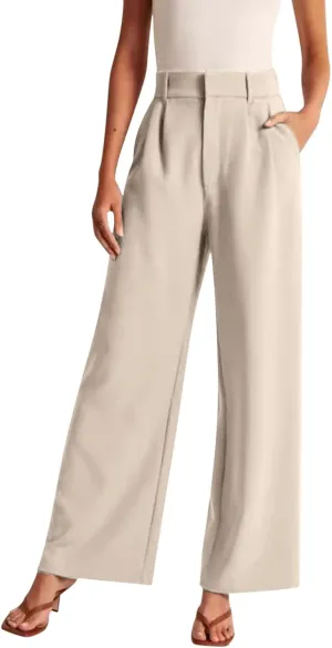 Wide Leg Trousers for Women Formal High Waist Straight Work Pants Plus Size Palazzo Dressy Casual Flowy Business Pants