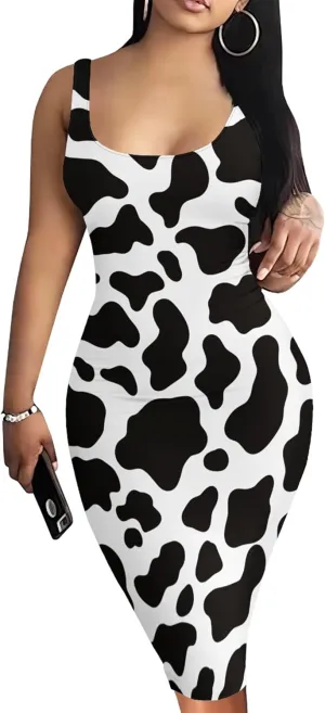 Women Casual Sexy Tank Top Bodycon Dress Summer Pencil Sleeveless Basic Midi Club Dresses