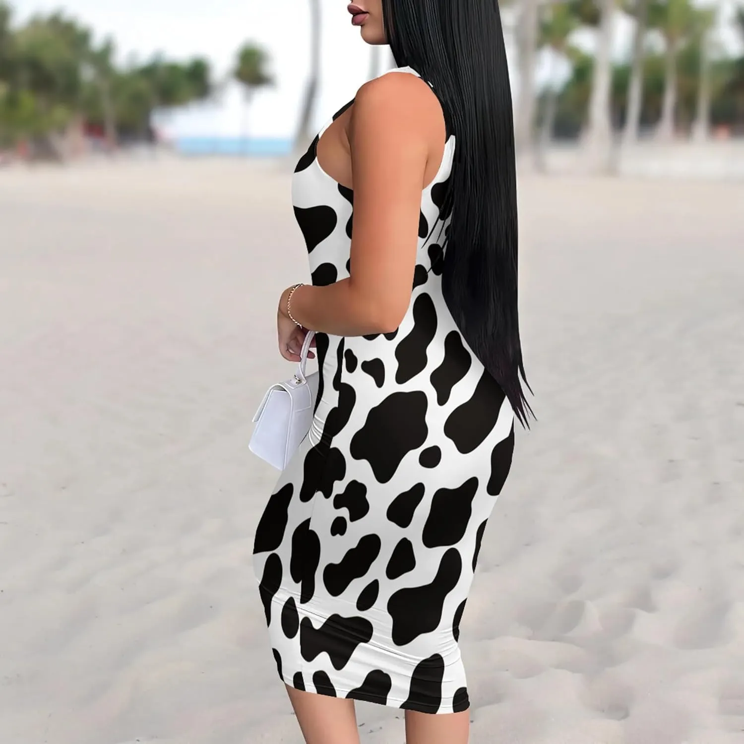 Women Casual Sexy Tank Top Bodycon Dress Summer Pencil Sleeveless Basic Midi Club Dresses