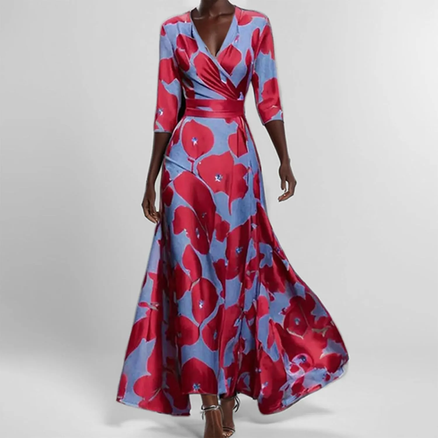 Women Floral Boho Dresses Casual Loose Flowy Sundress Short Sleeve Long Maxi 2025 Summer Beach Swing Dress