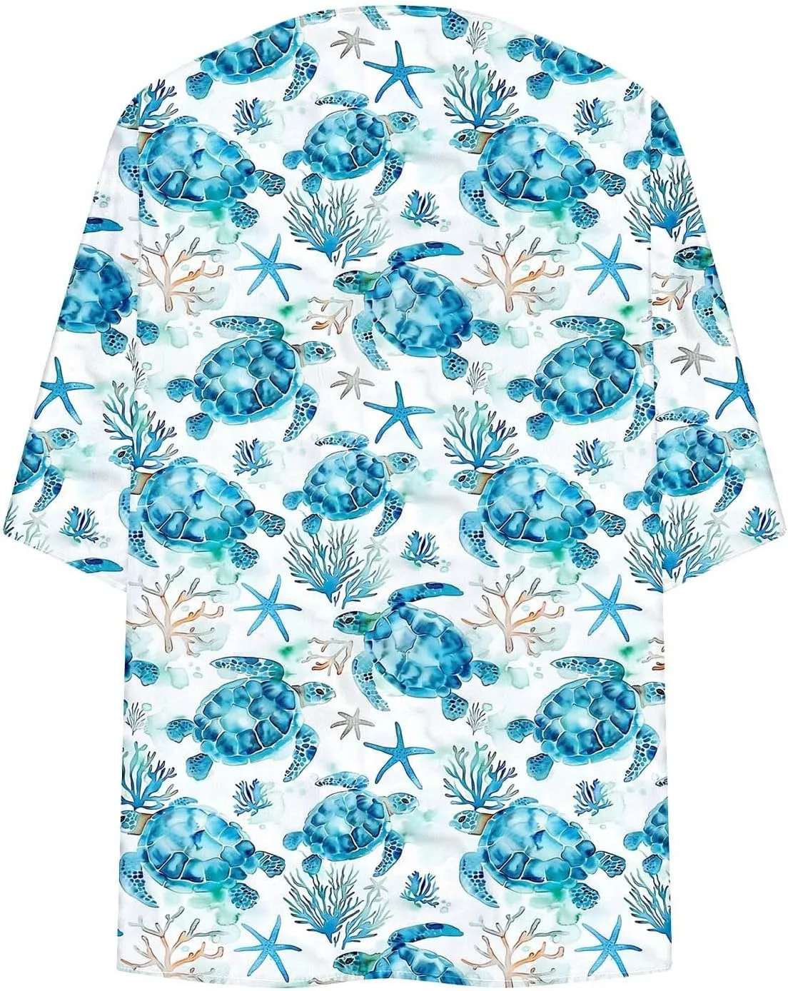 Women Lightweight Chiffon Cardigan 3/4 Sleeve Loose Beach Wear Cover Up Casual Bohimian Kimono Sun Protection Blouse