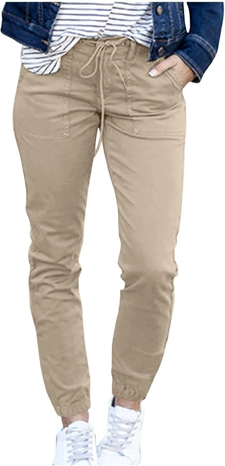 Women Linen Baggy Harem Pants Drawstring Casual Lounge Palazzo 2024 Beach Vacation Tapered Ankle Capris Trousers