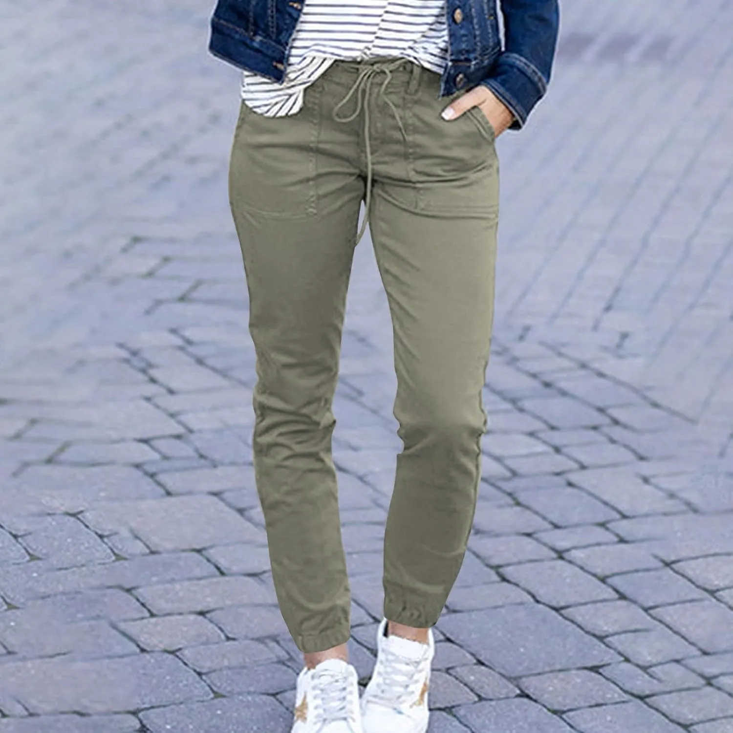 Women Linen Baggy Harem Pants Drawstring Casual Lounge Palazzo 2024 Beach Vacation Tapered Ankle Capris Trousers