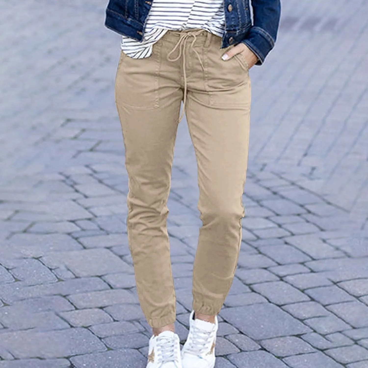 Women Linen Baggy Harem Pants Drawstring Casual Lounge Palazzo 2024 Beach Vacation Tapered Ankle Capris Trousers