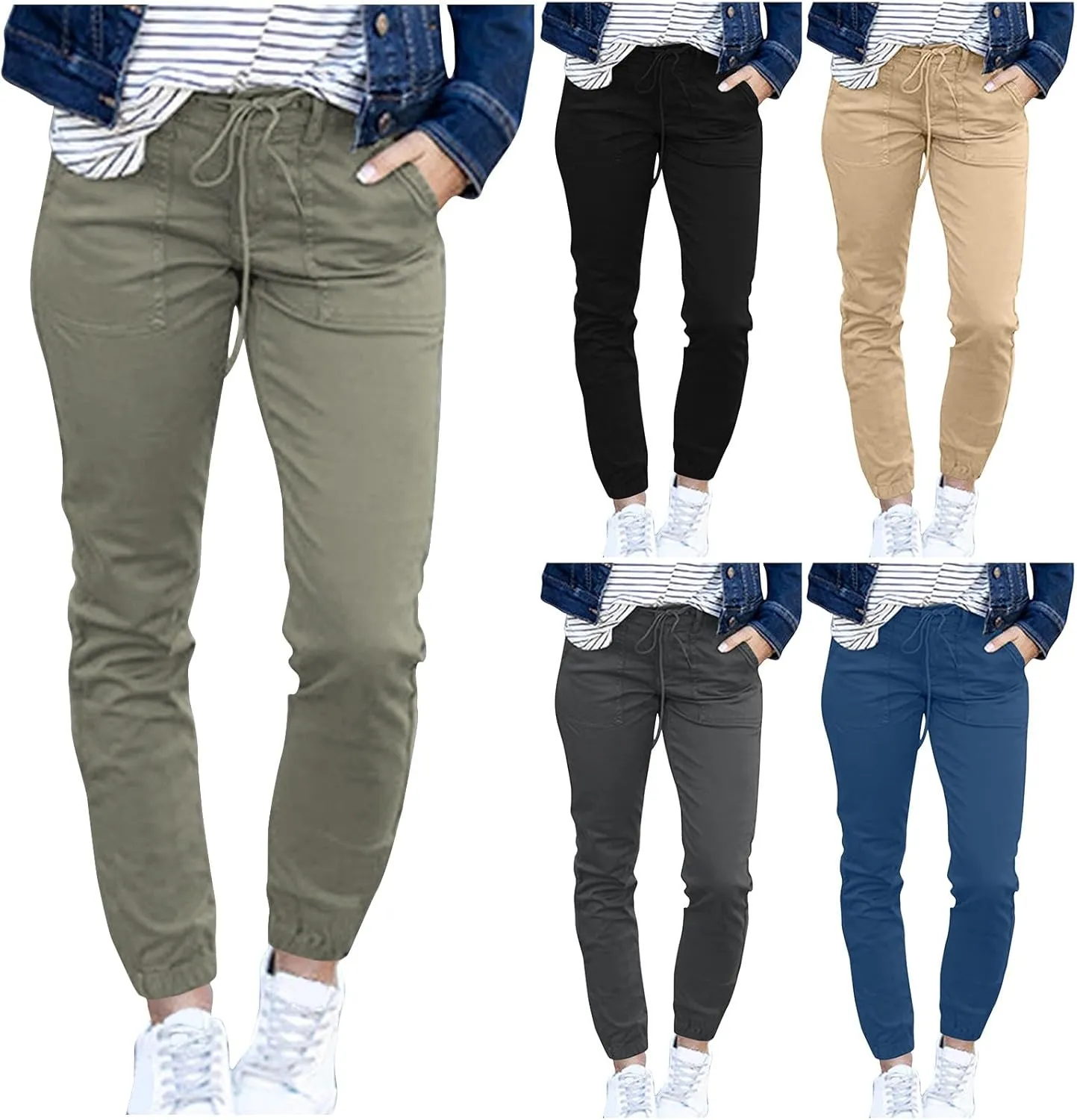 Women Linen Baggy Harem Pants Drawstring Casual Lounge Palazzo 2024 Beach Vacation Tapered Ankle Capris Trousers