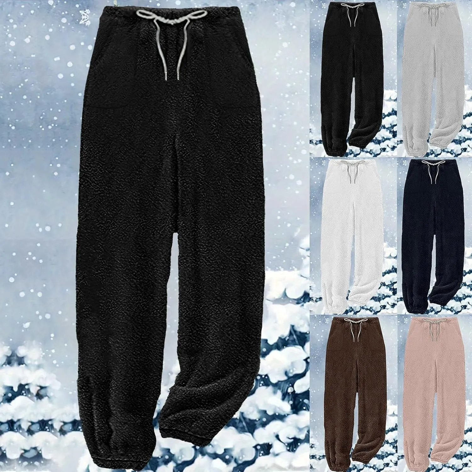 Women Plush Pajama Pants Lounge Pants Comfy Fleece Pajama Pant Pajama Bottoms with Pockets Drawstring Pj Bottoms Pant