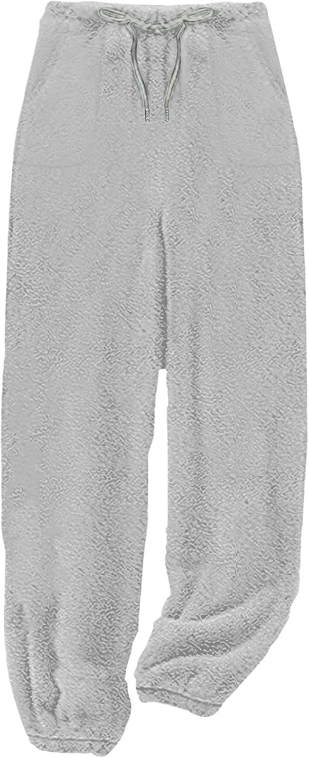 Women Plush Pajama Pants Lounge Pants Comfy Fleece Pajama Pant Pajama Bottoms with Pockets Drawstring Pj Bottoms Pant