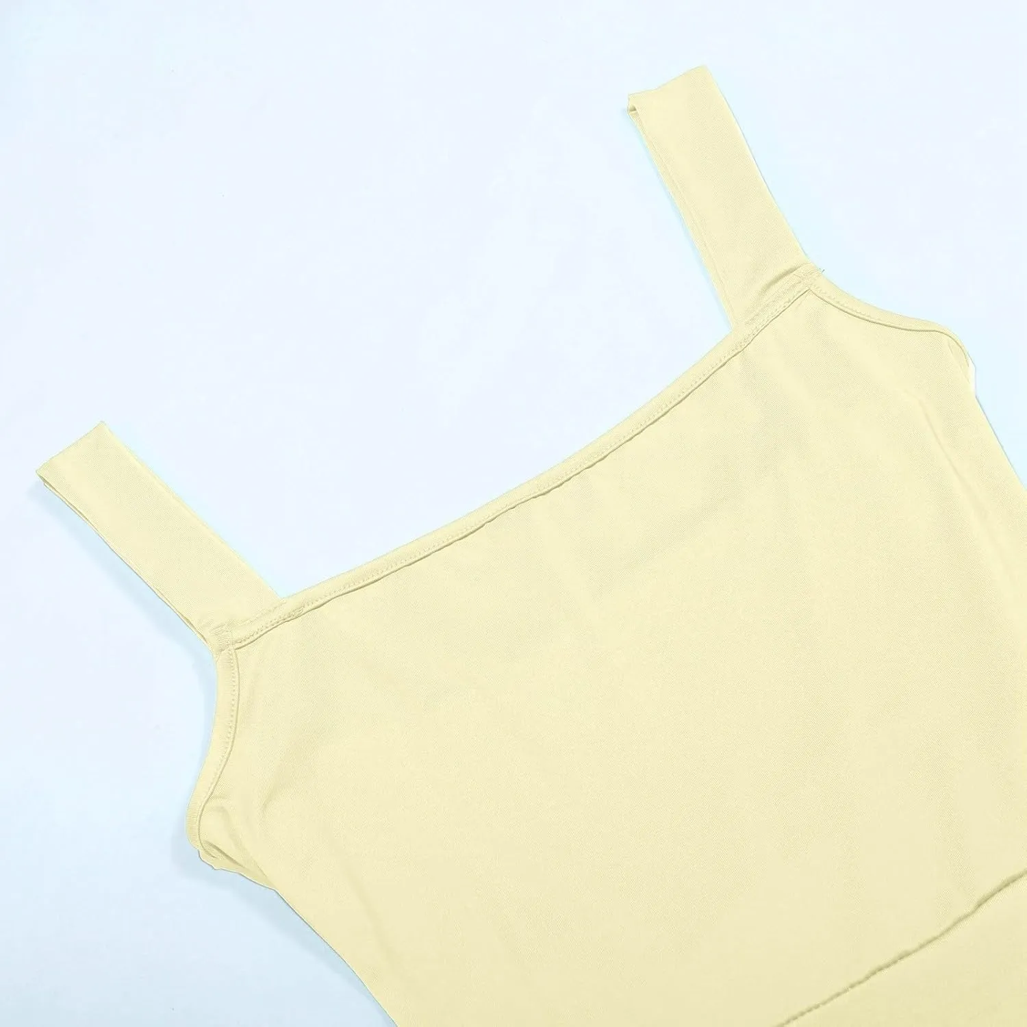 Women Spring Summer Long Dresses Square Neck Spaghetti Strap A Line Sundresses Casual Sleeveless Vacation Dress
