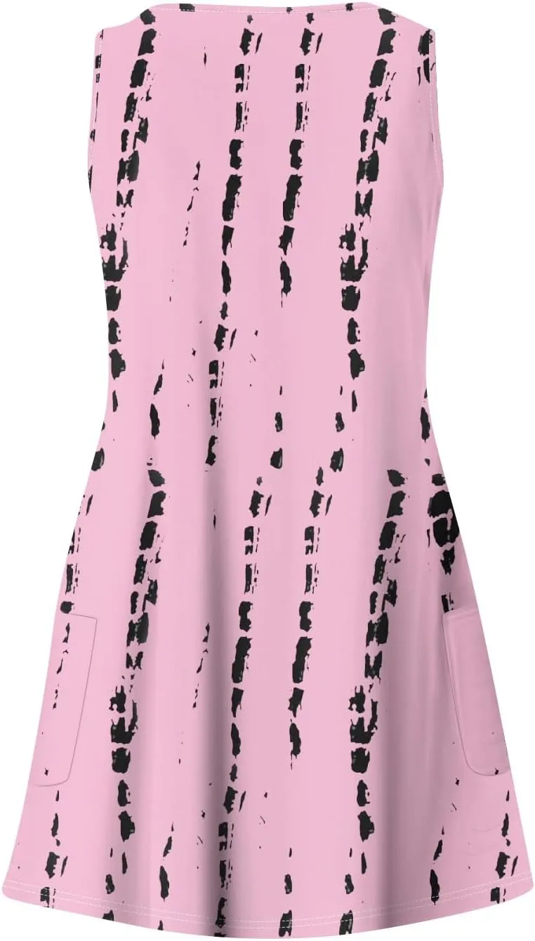 Women Summer Dresses 2025 Vacation Swimsuit Coverup Casual Sleeveless Sundress V Neck Beach Dress with Pocket