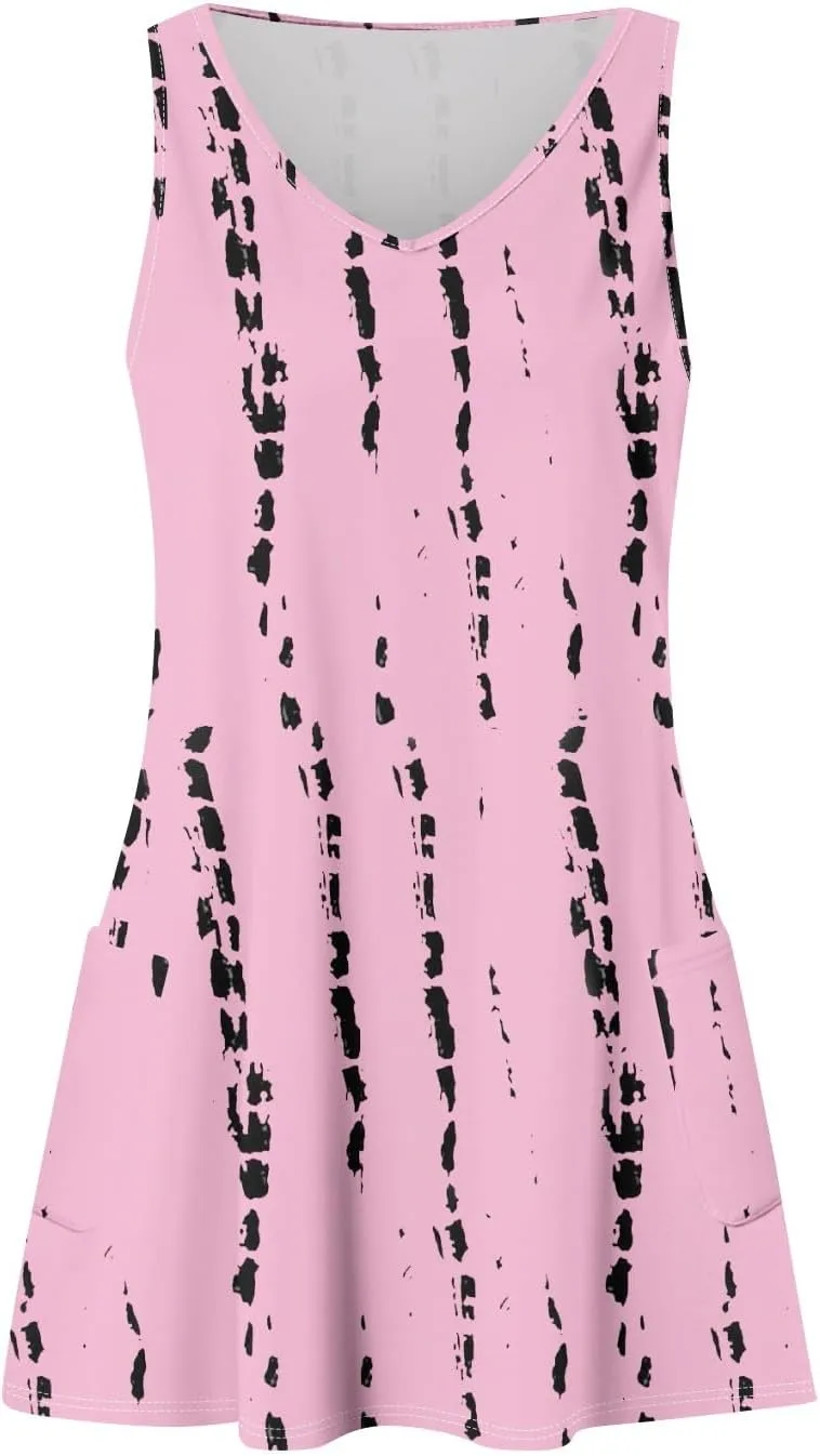 Women Summer Dresses 2025 Vacation Swimsuit Coverup Casual Sleeveless Sundress V Neck Beach Dress with Pocket