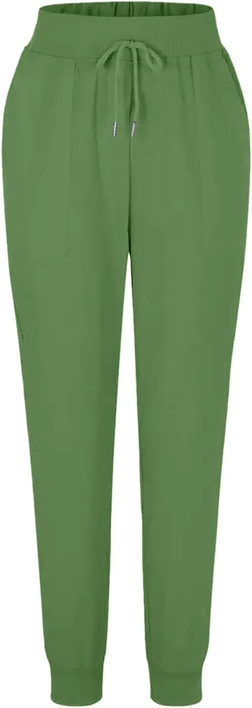 Women Summer High Waisted Linen Pants Baggy Straight-Leg Elastic Waist Summer Pants Stretchy Loose Fit Casual Trousers