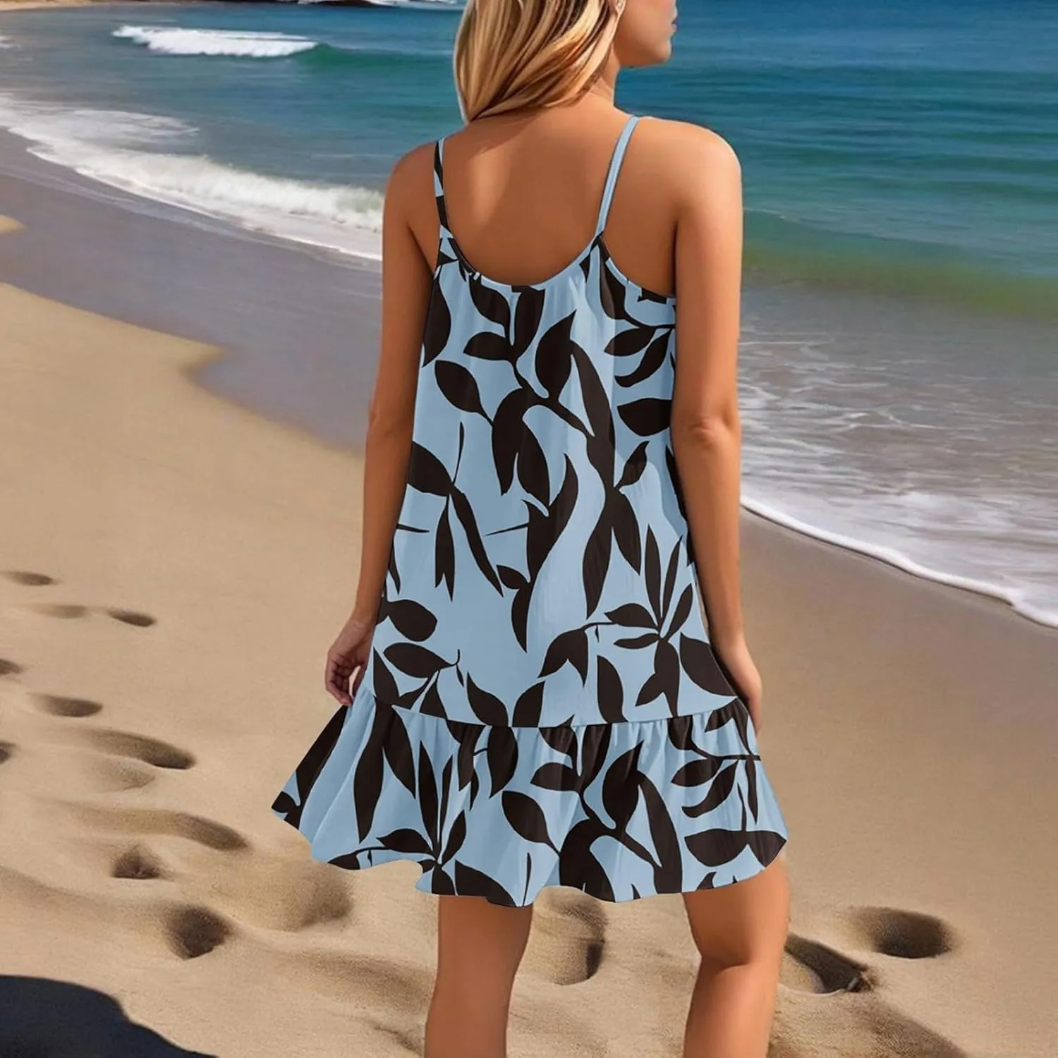 Women Swimsuit Coverup Bathing Suit Beach Cover ups Spaghetti Strap Dresses Swimwear Vacation Outfits Summer Sundress