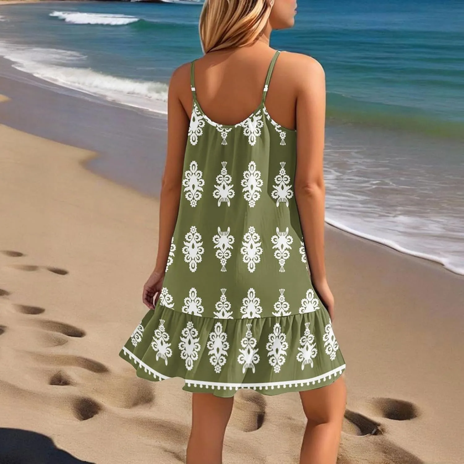 Women Swimsuit Coverup Bathing Suit Beach Cover ups Spaghetti Strap Dresses Swimwear Vacation Outfits Summer Sundress