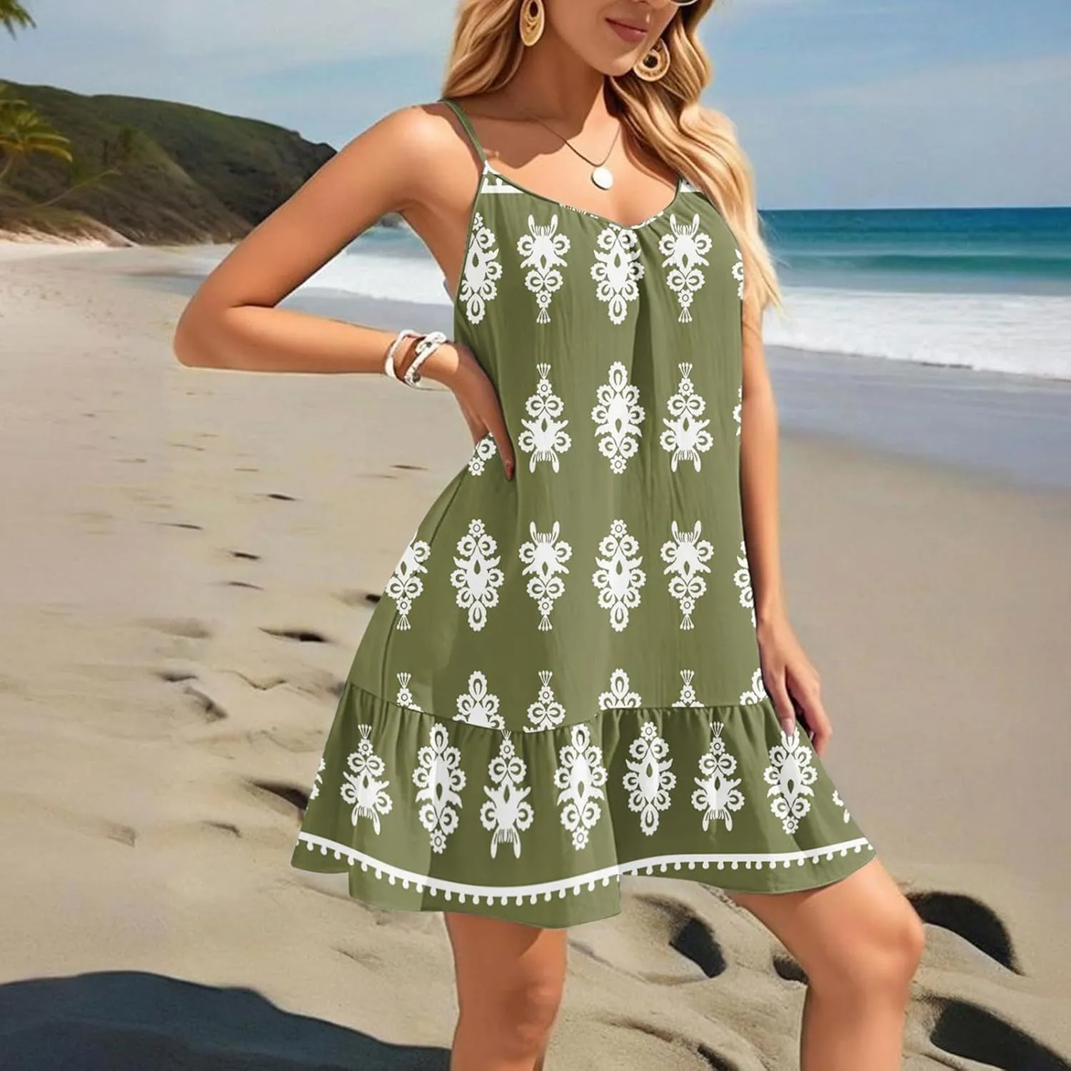 Women Swimsuit Coverup Bathing Suit Beach Cover ups Spaghetti Strap Dresses Swimwear Vacation Outfits Summer Sundress