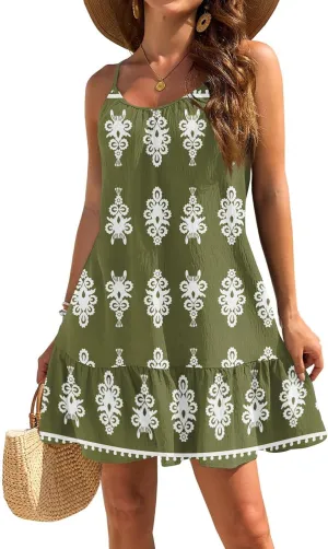 Women Swimsuit Coverup Bathing Suit Beach Cover ups Spaghetti Strap Dresses Swimwear Vacation Outfits Summer Sundress