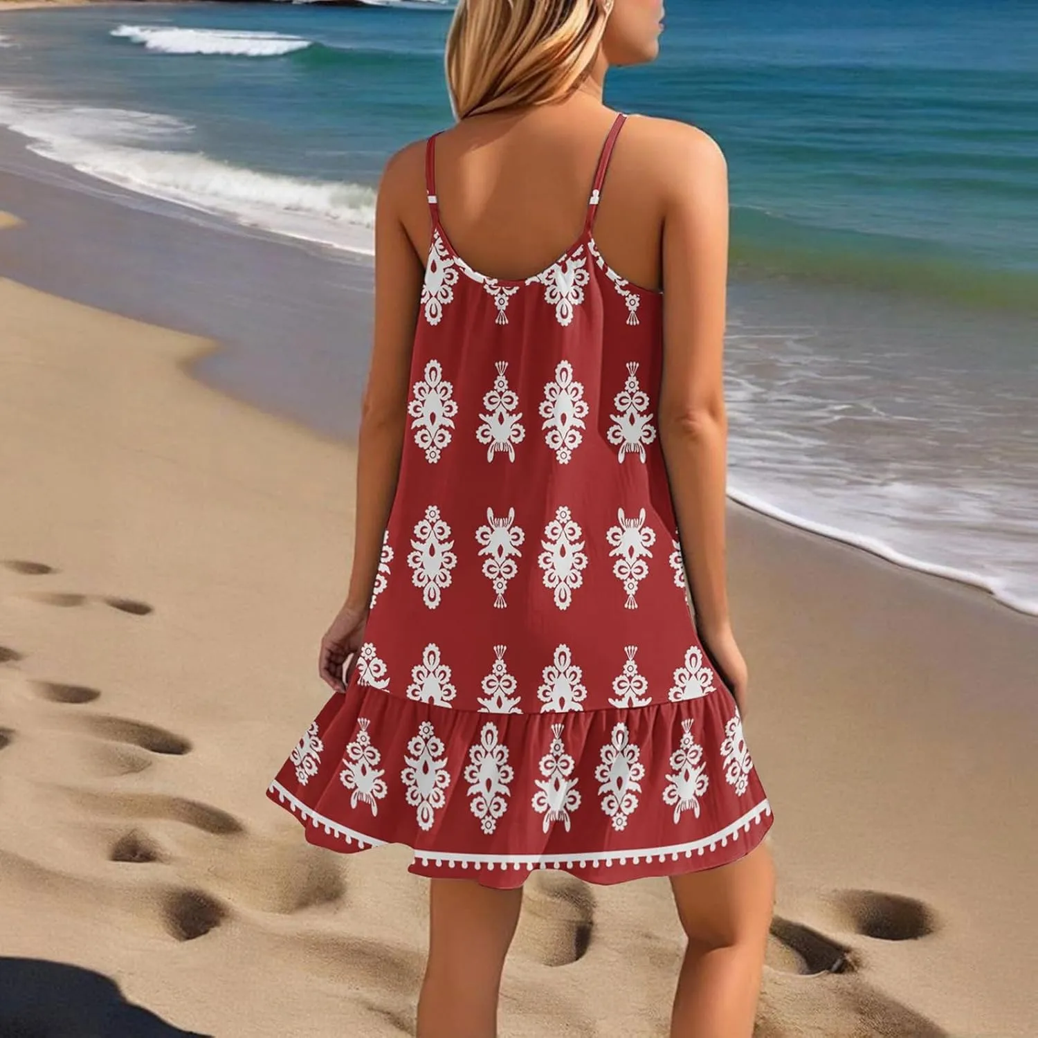 Women Swimsuit Coverup Bathing Suit Beach Cover ups Spaghetti Strap Dresses Swimwear Vacation Outfits Summer Sundress