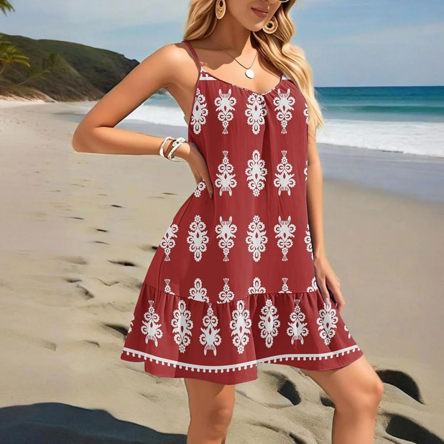 Women Swimsuit Coverup Bathing Suit Beach Cover ups Spaghetti Strap Dresses Swimwear Vacation Outfits Summer Sundress