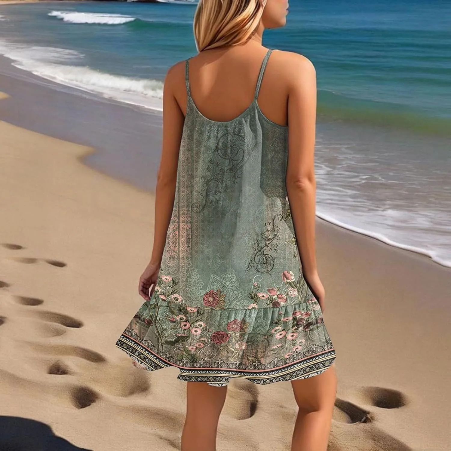 Women Swimsuit Coverup Bathing Suit Beach Cover ups Spaghetti Strap Dresses Swimwear Vacation Outfits Summer Sundress