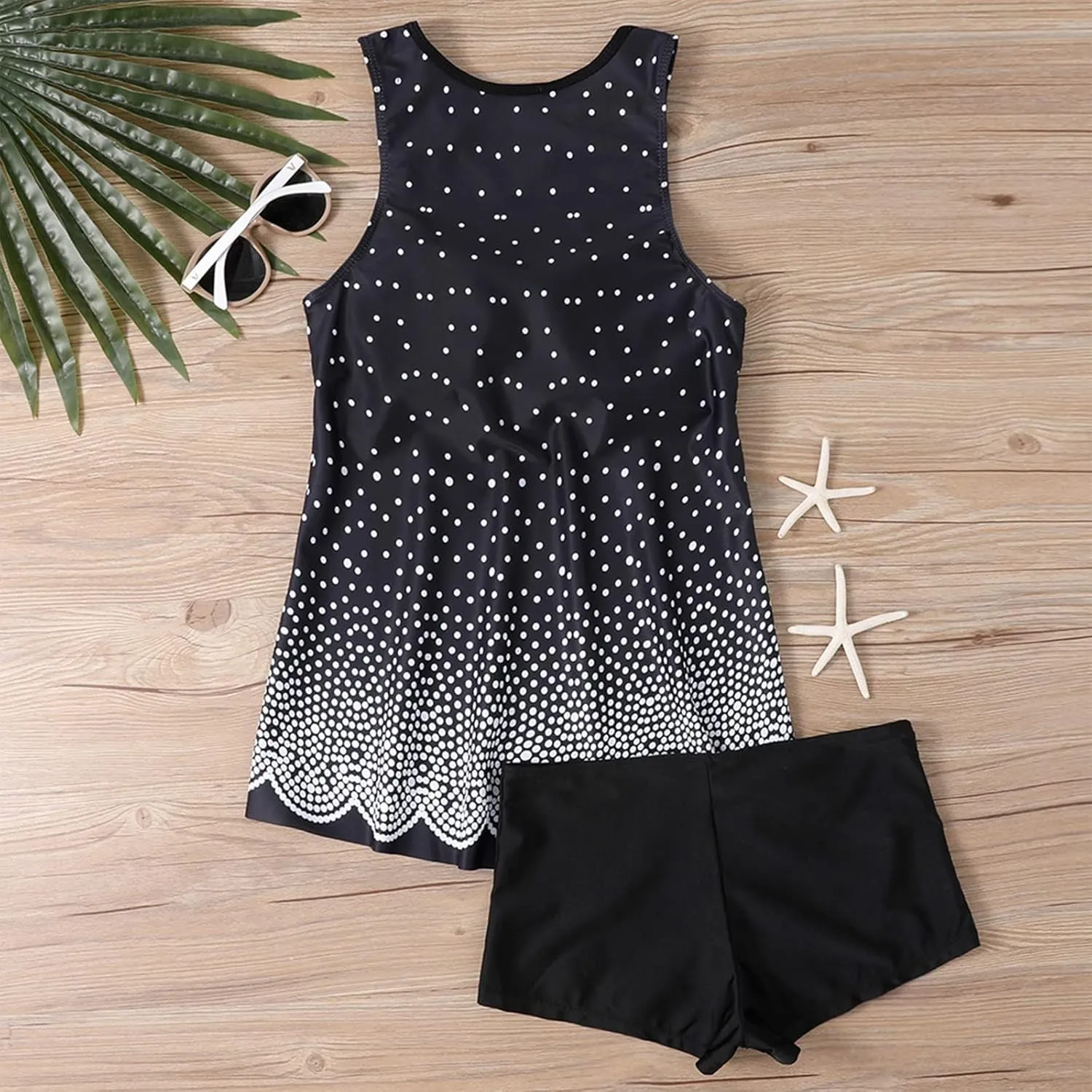 Women Two Piece Tankini Set Ruched Bathing Suit Tank Tops Swimsuit with Shorts (Available in Plus Size)