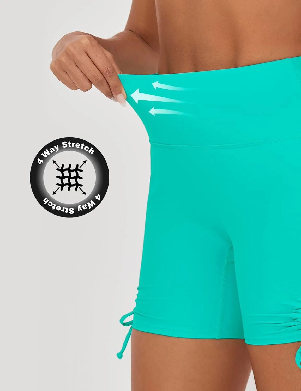 Women's 5" Swim Shorts High Waisted Swim Bottoms High Waist Bathing Suit Bottoms with Pockets Board Shorts Liner