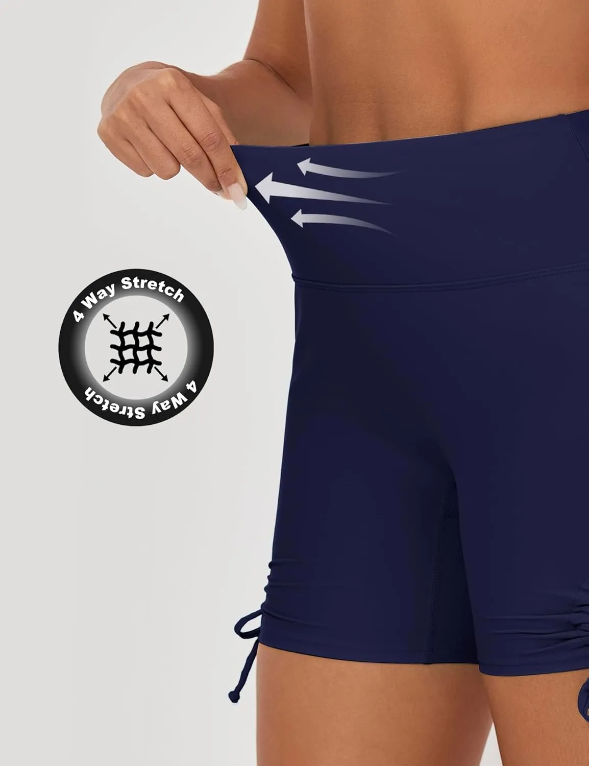 Women's 5" Swim Shorts High Waisted Swim Bottoms High Waist Bathing Suit Bottoms with Pockets Board Shorts Liner