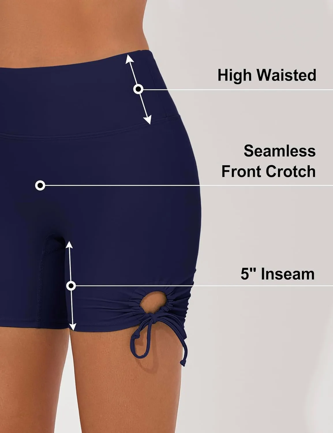 Women's 5" Swim Shorts High Waisted Swim Bottoms High Waist Bathing Suit Bottoms with Pockets Board Shorts Liner