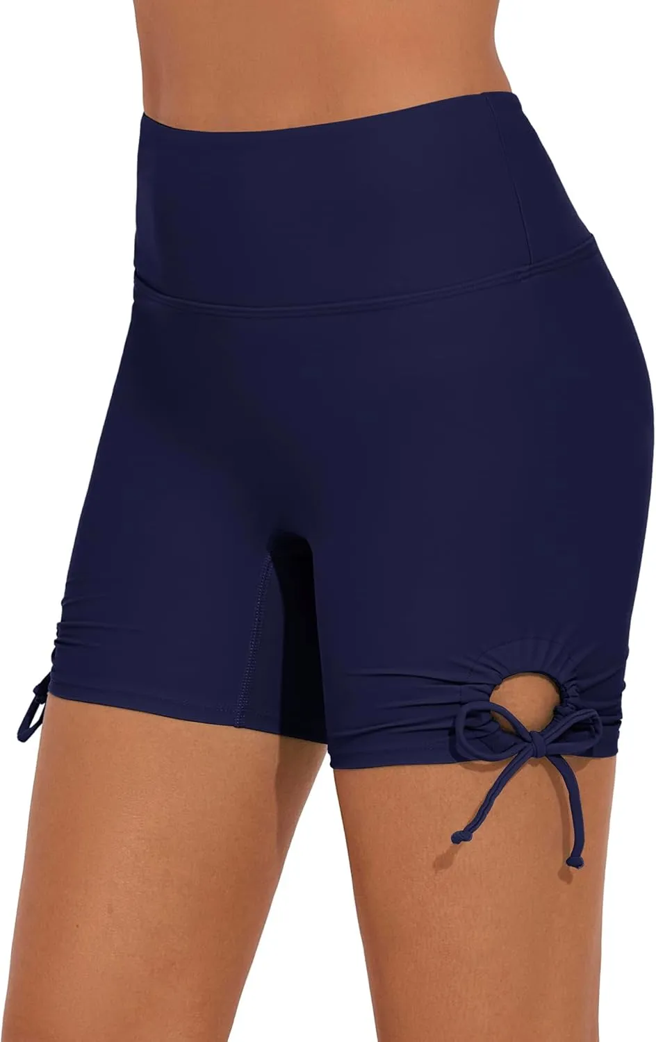 Women's 5" Swim Shorts High Waisted Swim Bottoms High Waist Bathing Suit Bottoms with Pockets Board Shorts Liner