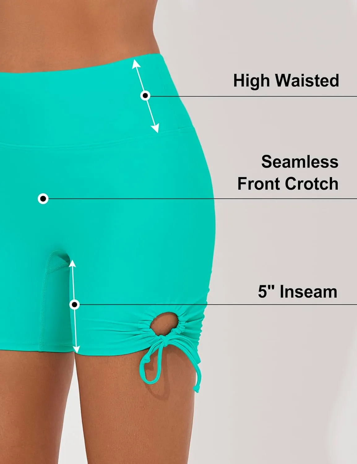 Women's 5" Swim Shorts High Waisted Swim Bottoms High Waist Bathing Suit Bottoms with Pockets Board Shorts Liner