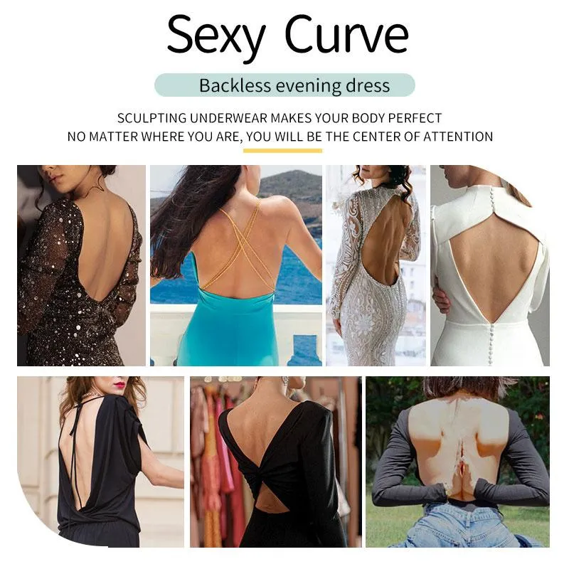 Women's Backless Shapewear U Plunge Deep V-Neck Bodysuit Seamless Body Shaper