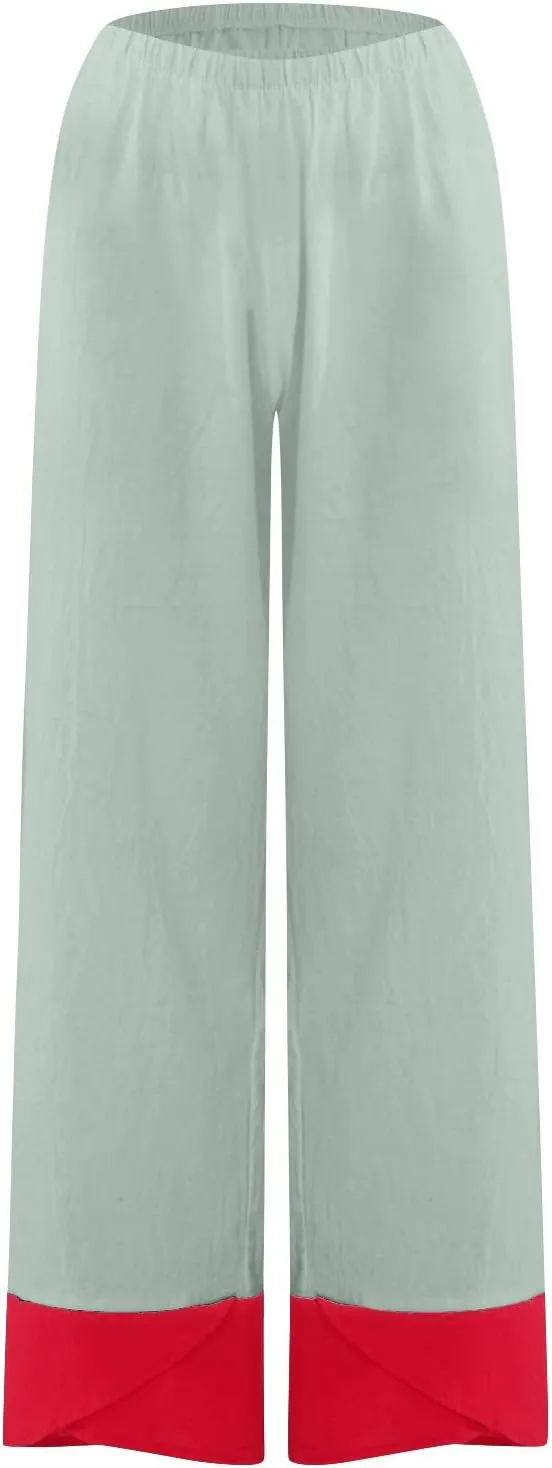 Womens Capri Pants for Summer Petite Length Linen Capris Cropped Pants Plus Size Drawstring Elastic High Waist Joggers