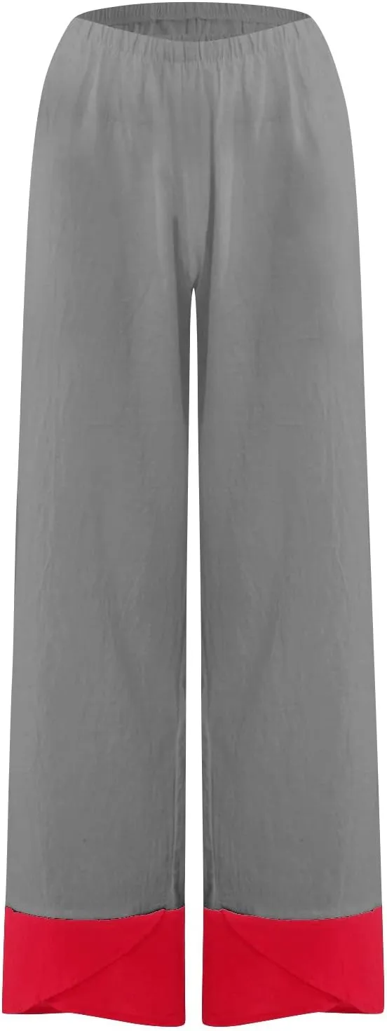 Womens Capri Pants for Summer Petite Length Linen Capris Cropped Pants Plus Size Drawstring Elastic High Waist Joggers