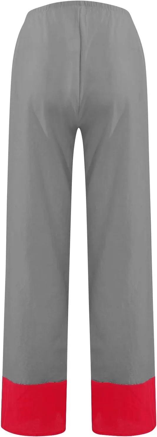 Womens Capri Pants for Summer Petite Length Linen Capris Cropped Pants Plus Size Drawstring Elastic High Waist Joggers