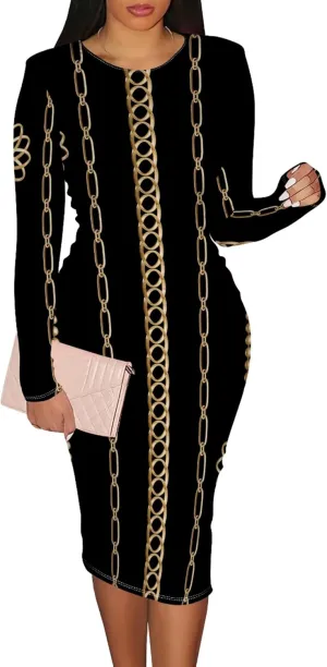 Women's Casual Ruched Basic Pencil Midi Dress Sexy Wedding Guest Crewneck Long Sleeve Bodycon Dress Club wear Party Outfits