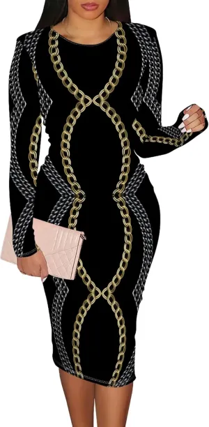 Women's Casual Ruched Basic Pencil Midi Dress Sexy Wedding Guest Crewneck Long Sleeve Bodycon Dress Club wear Party Outfits