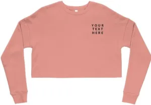 Women's Cropped Fleece Sweatshirt, Long Sleeve Pullover, My Own Taxt 2025