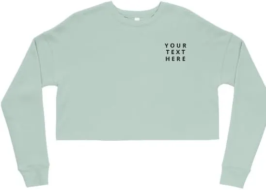 Women's Cropped Fleece Sweatshirt, Long Sleeve Pullover, My Own Taxt 2025