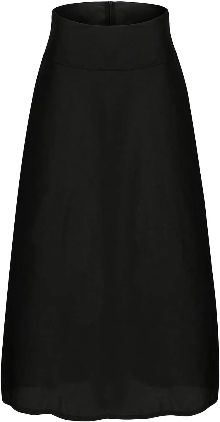Women's Elastic High-Waisted A-line Flared Elegant Maxi Skirts Tie Front Pleated Long Vintage Strappy Skirt with Pockets