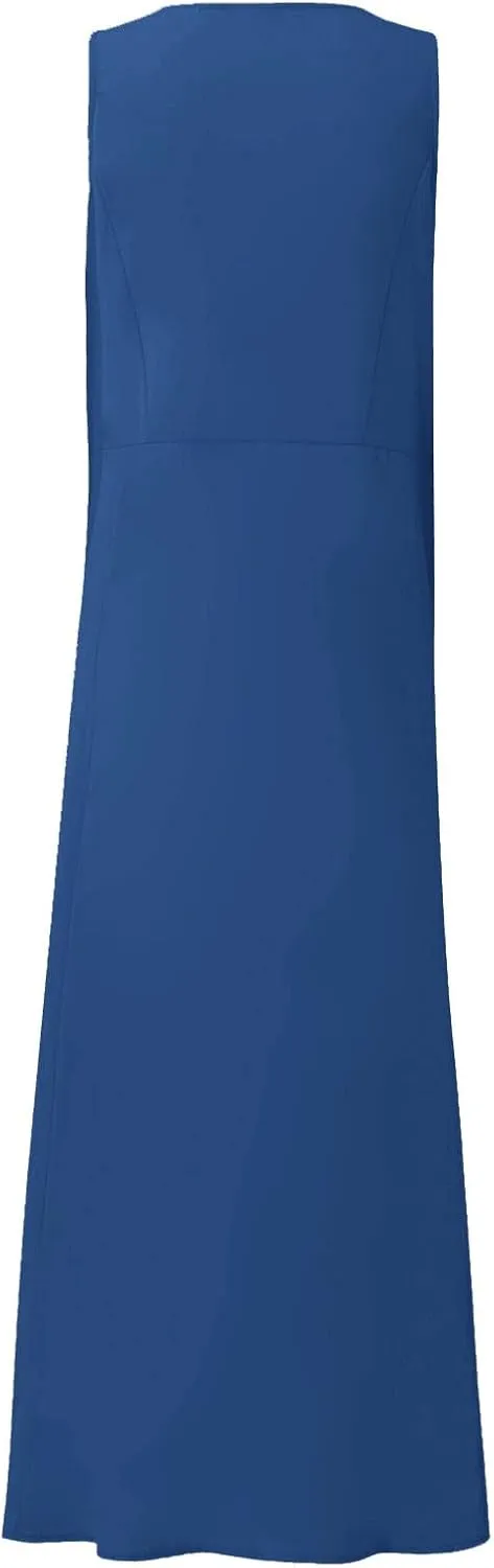 Womens Floral Maxi Dresses Plus Size Sleeveless Linen Boho Dress Long Flowy Sun Dress Summer Cotton Linen Tank Dress