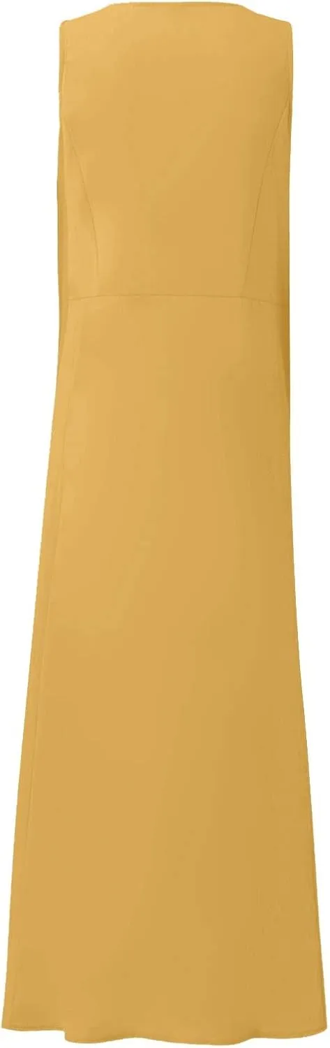 Womens Floral Maxi Dresses Plus Size Sleeveless Linen Boho Dress Long Flowy Sun Dress Summer Cotton Linen Tank Dress