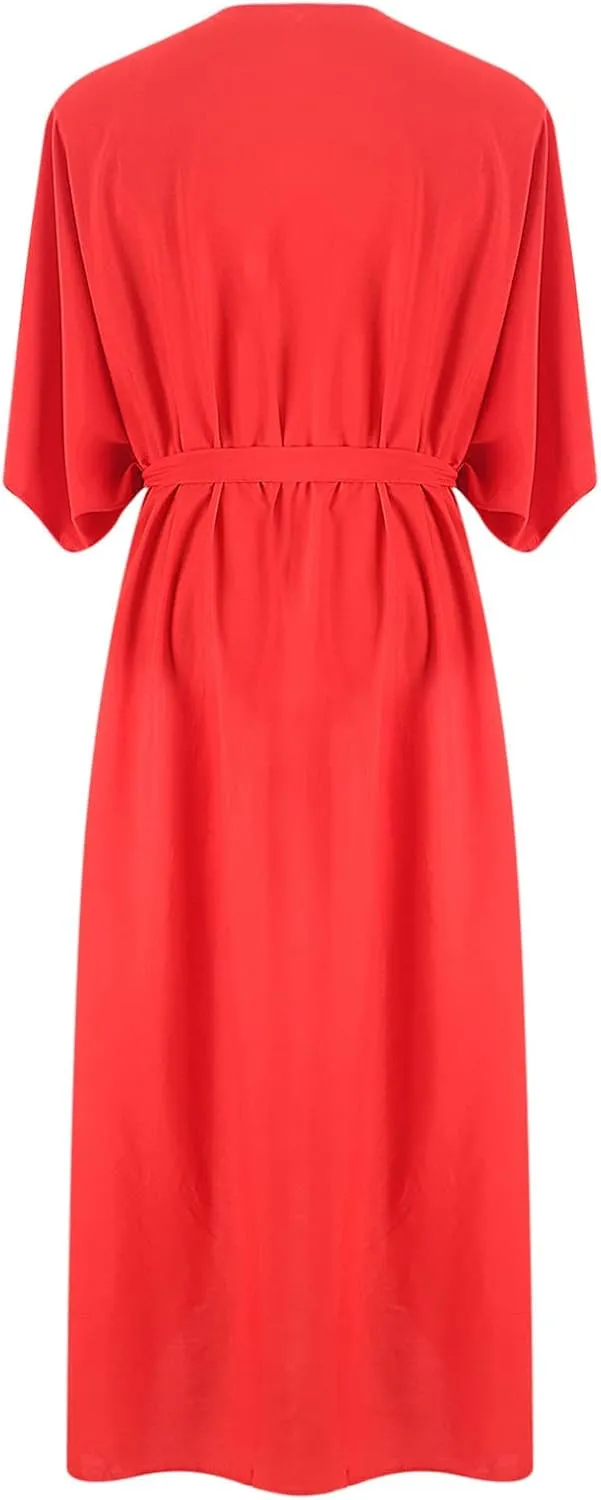 Women's Flowy Kimono Cardigan Open Front Maxi Dress Swimwear Loose Beach Swimsuit Cover Up Summer Bathing Suit 2023