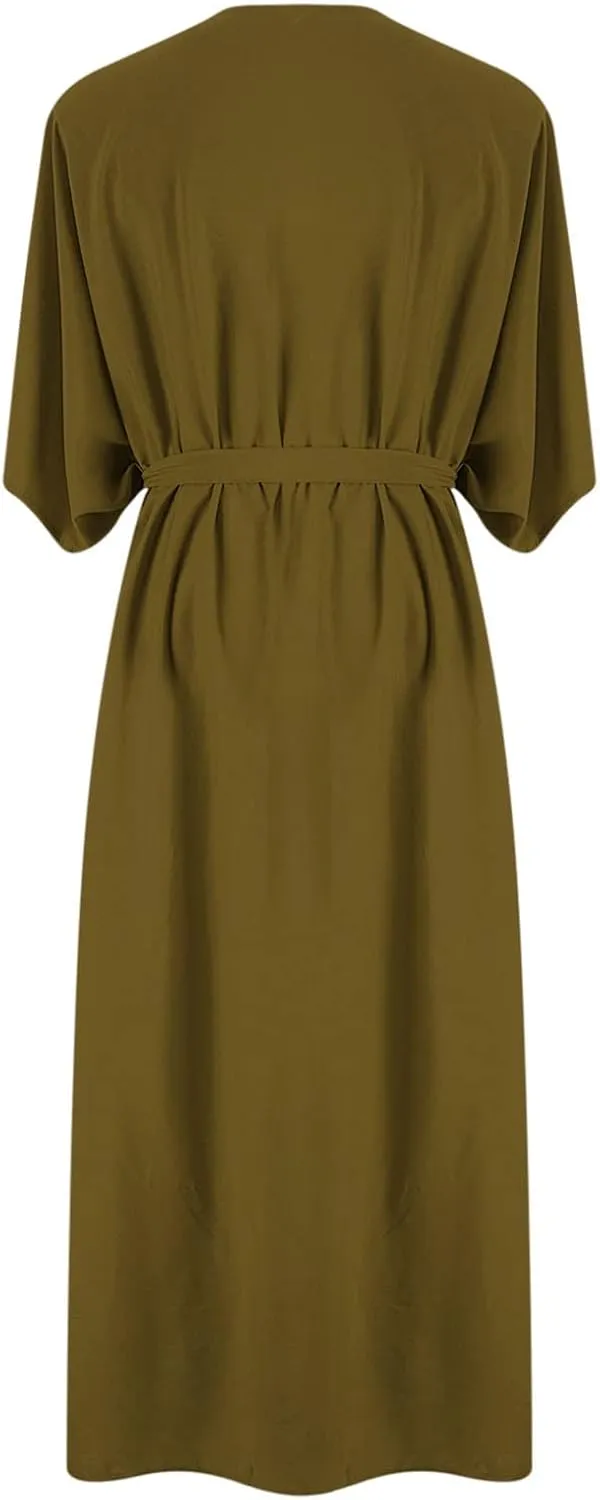 Women's Flowy Kimono Cardigan Open Front Maxi Dress Swimwear Loose Beach Swimsuit Cover Up Summer Bathing Suit 2023