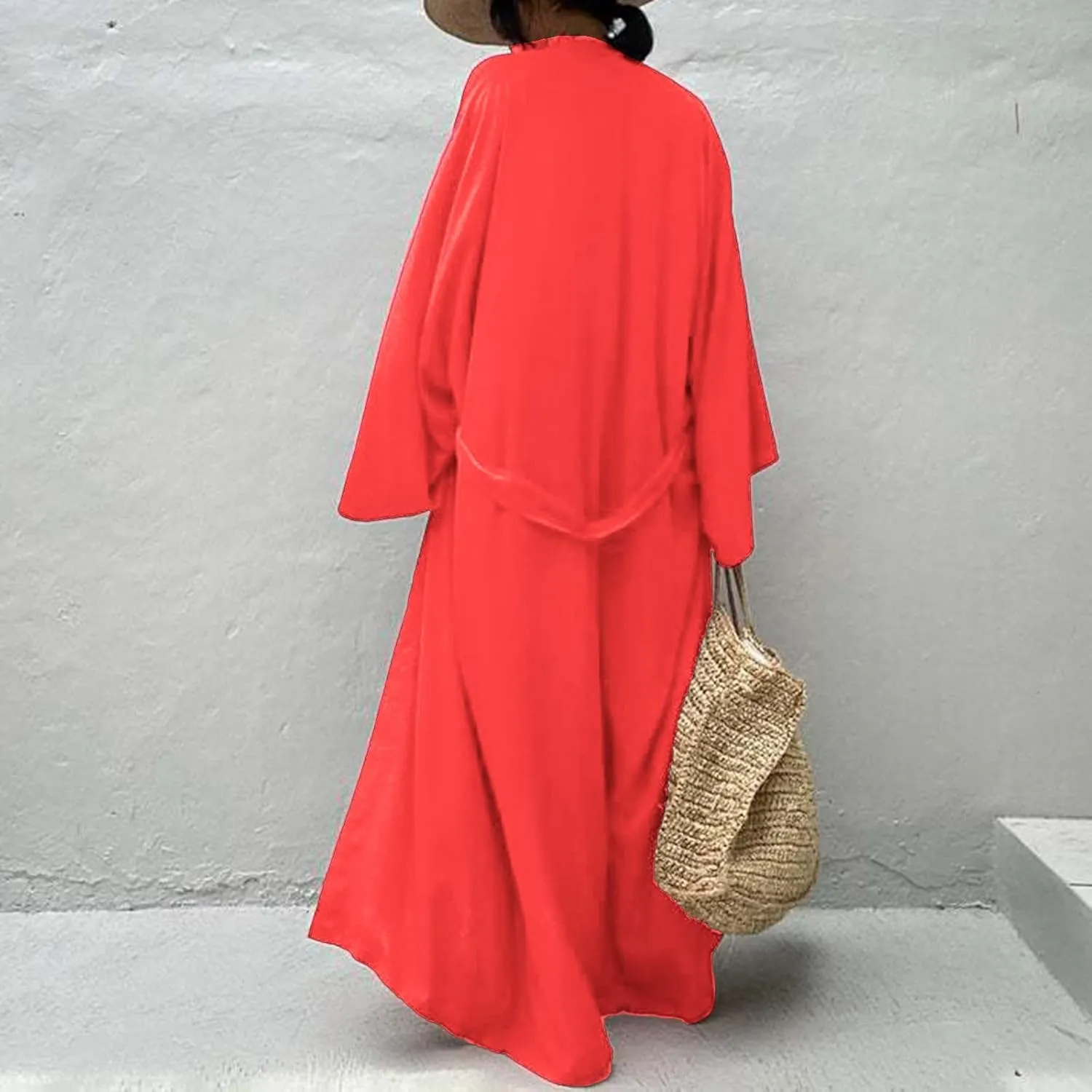Women's Flowy Kimono Cardigan Open Front Maxi Dress Swimwear Loose Beach Swimsuit Cover Up Summer Bathing Suit 2023