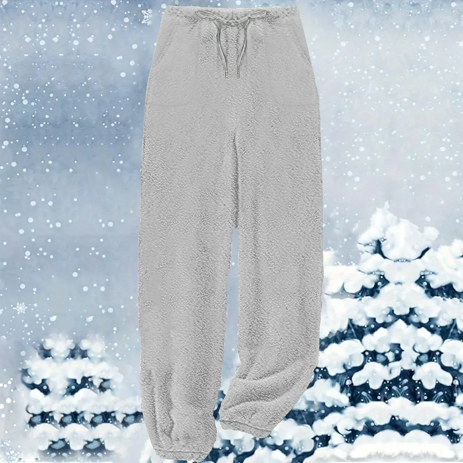 Women's Fuzzy Fleece Lounge Pants Shaggy Teddy Elastic Waist Thick Sherpa Warm Pajamas Pants Casual Cozy Pjs Bottoms