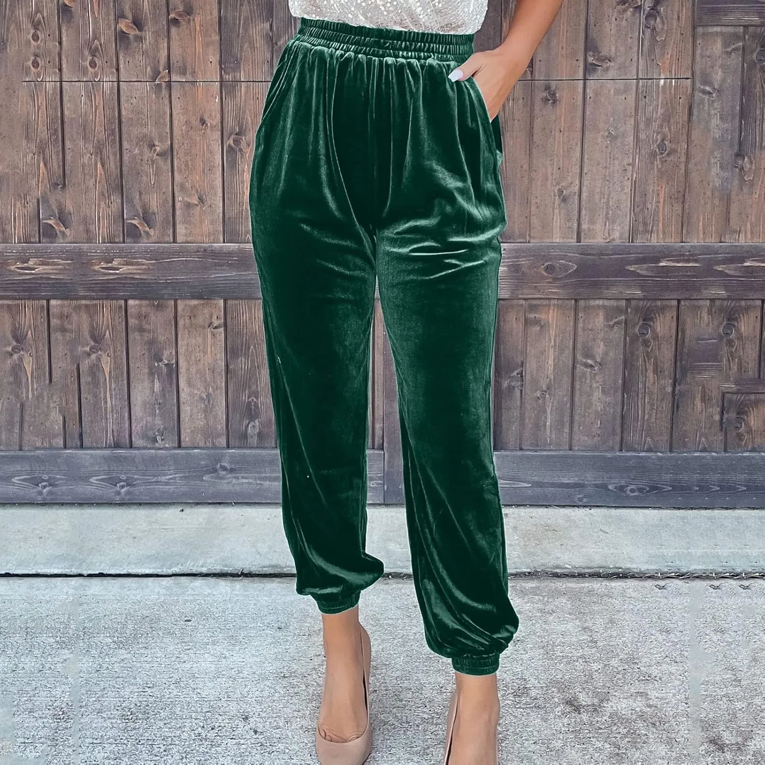 Womens Fuzzy Fleece Pants Winter Warm Soft Home Pjs Bottoms Drawstring Fleece Sweatpants Lounge Pants Fluffy Sleepwear