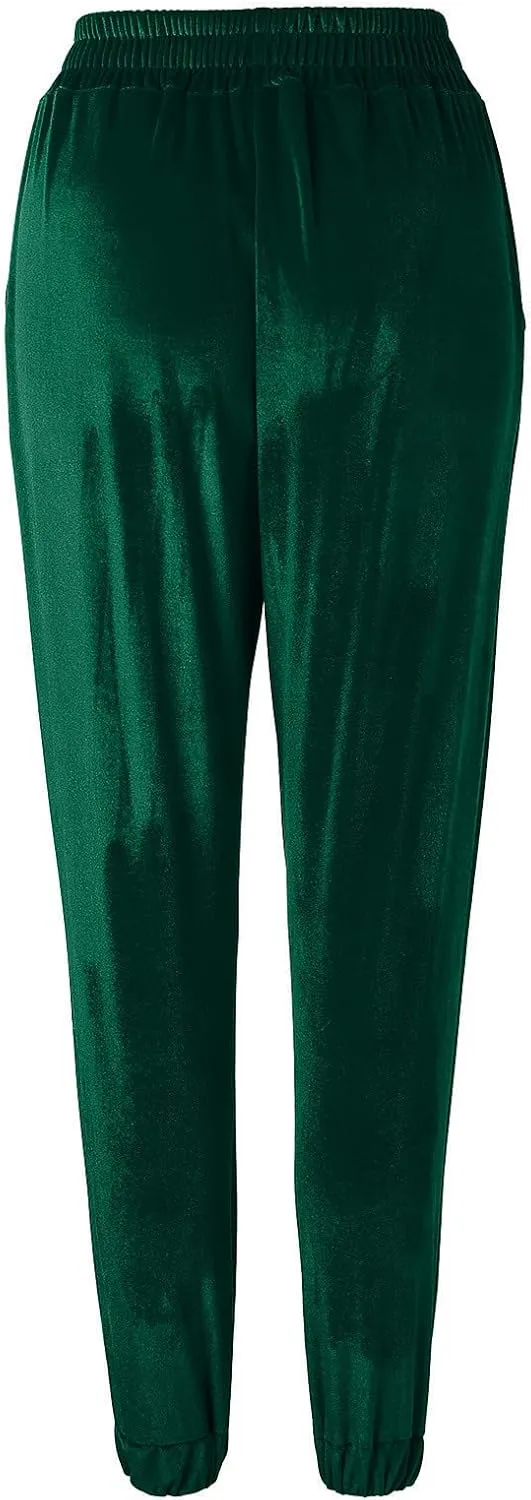 Womens Fuzzy Fleece Pants Winter Warm Soft Home Pjs Bottoms Drawstring Fleece Sweatpants Lounge Pants Fluffy Sleepwear
